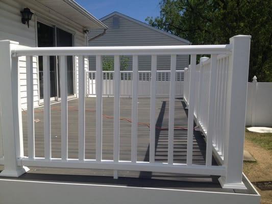 New composite deck with vinyl rails