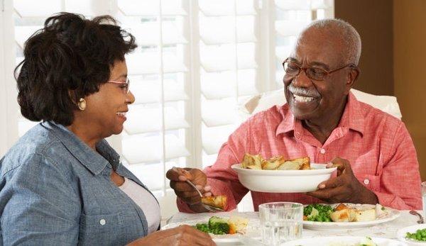 My aunt's husband feeding her