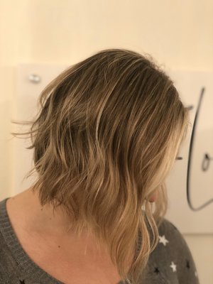 Angled bob with with beautiful highlights!