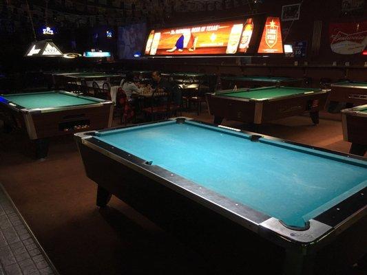 Ten regulation pool tables, they host pool tournaments drawing everyone from locals to Vegas pros.