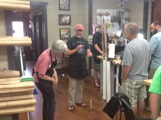 Mr. Bill Oyster teaching students about the art of Bamboo Fly Rod making.