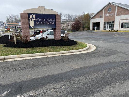 New mulch at White Horse car wash