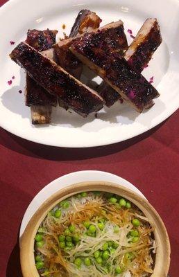 Clay pot rice served with rosewine-glazed ribs at Lazy Susan pop-up on 11.1.2018.