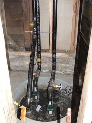 Dual pump sewage ejection system, installed by us.