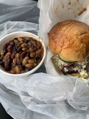 Brisket sandwich & beans