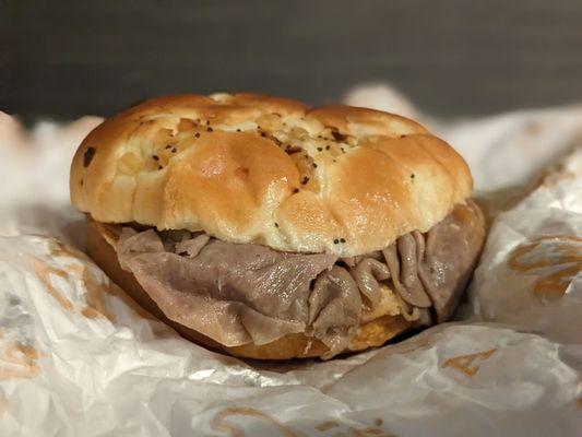 Classic beef and cheddar sandwich. Two for $7.