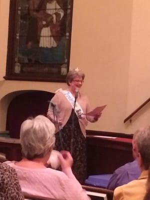 Pastor Betty at annual church night, lots of fun!