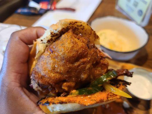 Massive fried chicken sandwich