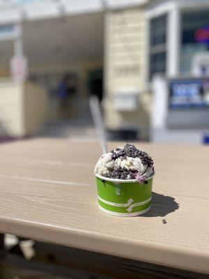 Blueberry oat crumble with chocolate chips