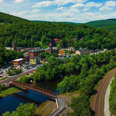 View of downtown Jim Thorpe and the Jim Thorpe Visitors Center.