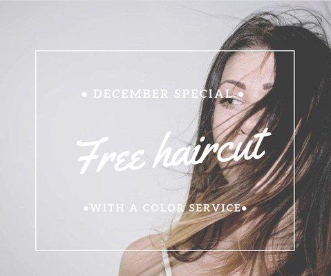 Free haircut with a color service