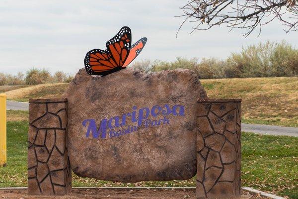 Custom butterfly sculpture for park signage