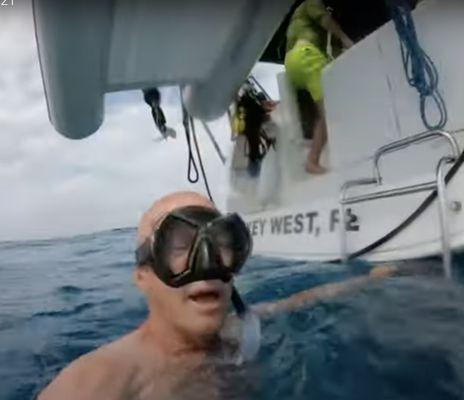 Returning to the boat after snorkeling