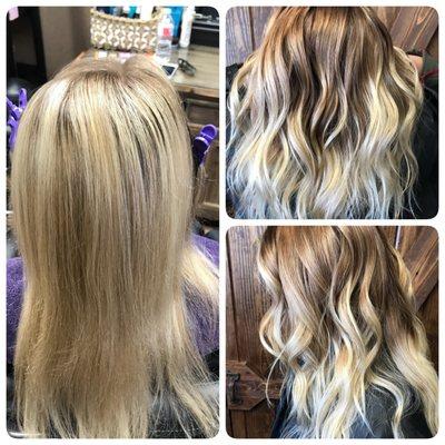 Still like to be blond but have a little depth for Fall? Yes! Color melt! Hair by Vicky