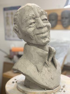 Create a human bust in water base clay over a three session, 20-hour workshop.