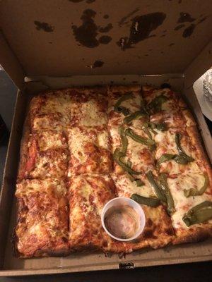 Sicilian Pizza - half garlic and half pepper