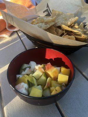 Scallops and shrimp ceviche and chips