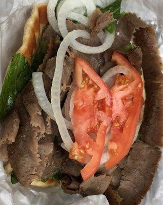 Gyro how I like. No sauce, cheese and tomatoes