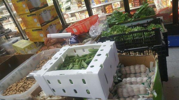 Fenugreek, mustard, kabocha, okra are just some of the raw veggies they had at a great price.