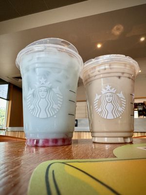 Iced oat milk lavender latte and summer skies