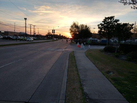 The sun rising upon the 2018 Dash Down Greenville in Dallas and the Annual St Patrick's Day Parade