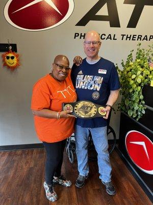 My Therapist Paul Lhetto and I on the completion of my 8 weeks of PT