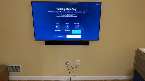 Tv & soundbar mounting & in-wall wiring