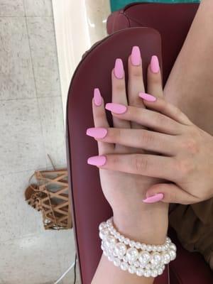 Matte pink nails