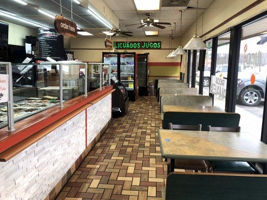 Counter, Beverages, and Dining Area