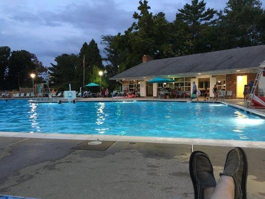 Kenmont pool and clubhouse, evening