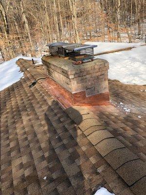 Roof job in Wilton, CT - chimney copper work 2