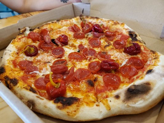 Kicking Baby pizza with Calabrian chili's