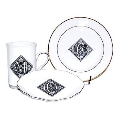 Monogram Plate, Cup, and Dish set