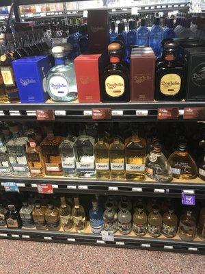 Wide variety of Tequila bottles.