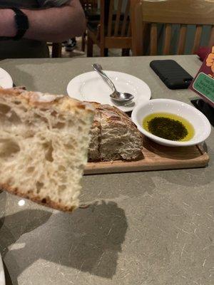 Bread that took forever to arrive at our table.