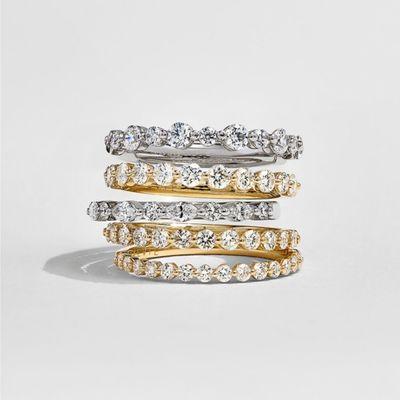 Stackable wedding bands, where eternal love & limitless beauty come together.