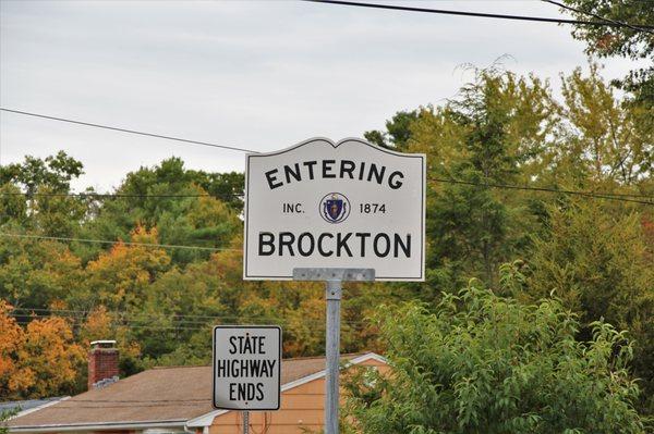 Entering Brockton sign from Holbrook.