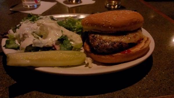 1/2 lb burger with pepper jack cheese  :-D