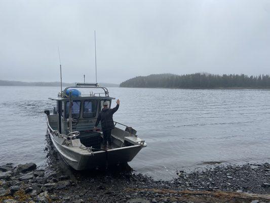 Patrick safely dropping us off on Kruzof Island