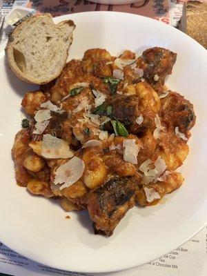 Gnocchi with sausage.