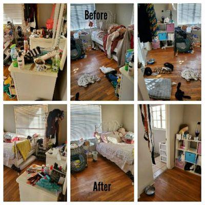 Bedroom before and after