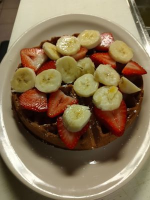 Belgian waffle with fruit