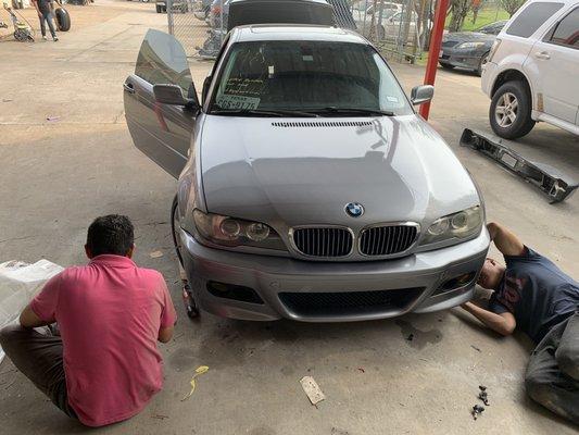 I showed up to pick up the vehicle at The time I was told to pick it up and they're still working on it.