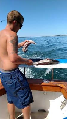 Mate John fileting todays catch!