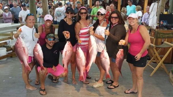 In recognition of Breast Cancer Awareness!  Way to go ladies!  Just look at those Red Snappers ;)