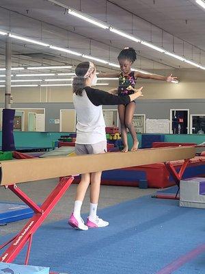 My daughter on the balance beam