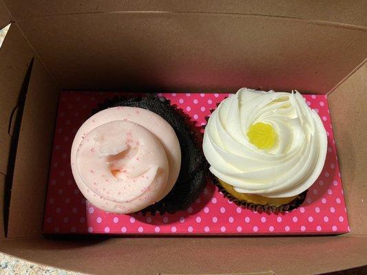 Lemon Drop Cupcake and Pink Chocolate Cupcake