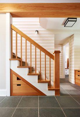 Shiplap and Stairway of Alexandria Lake Home