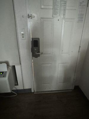 Door wouldn't shut correctly and had no seal. Could see and hear everything outside.