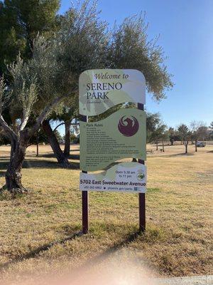 Several signs posted about this very large park.